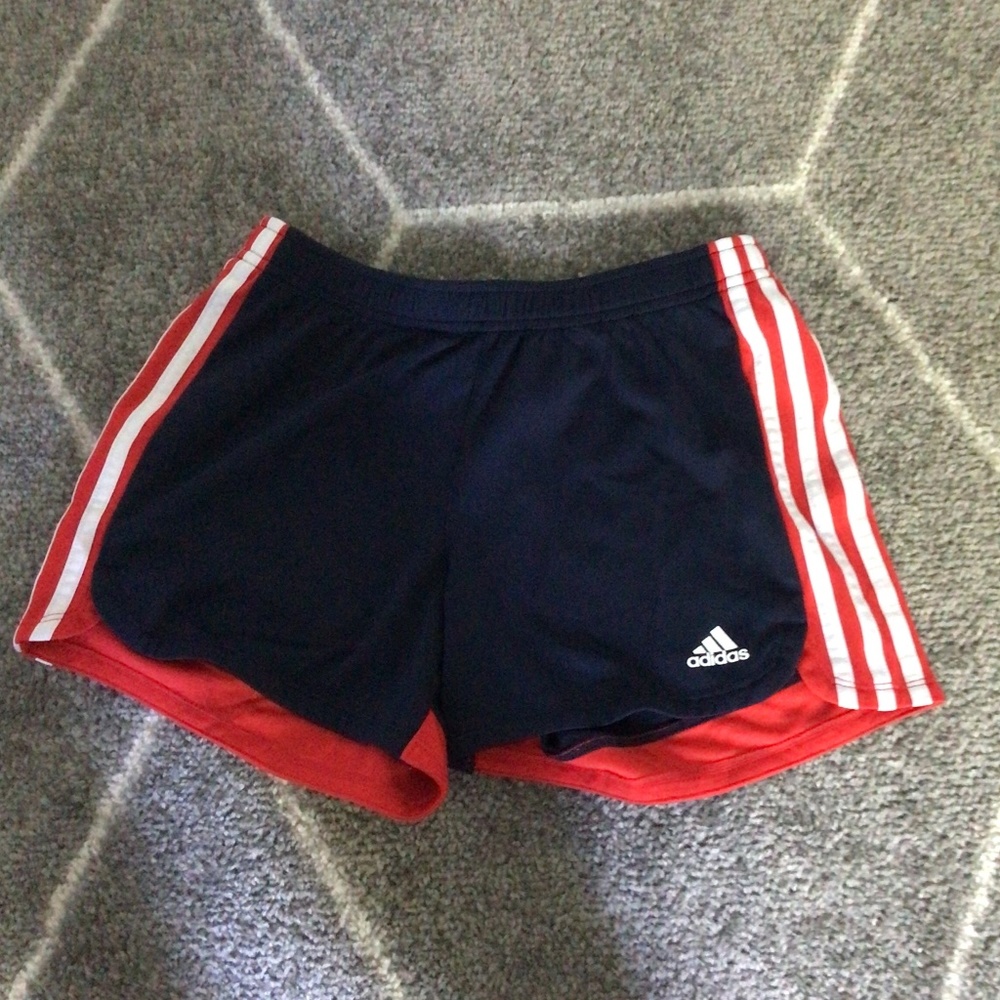 Navy Blue, Red, and White Adidas Shorts